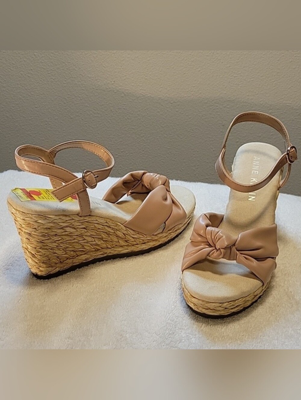 Anne Klein "Wheatley" Women's Nude Espadrille Wedge Sandals, NWT